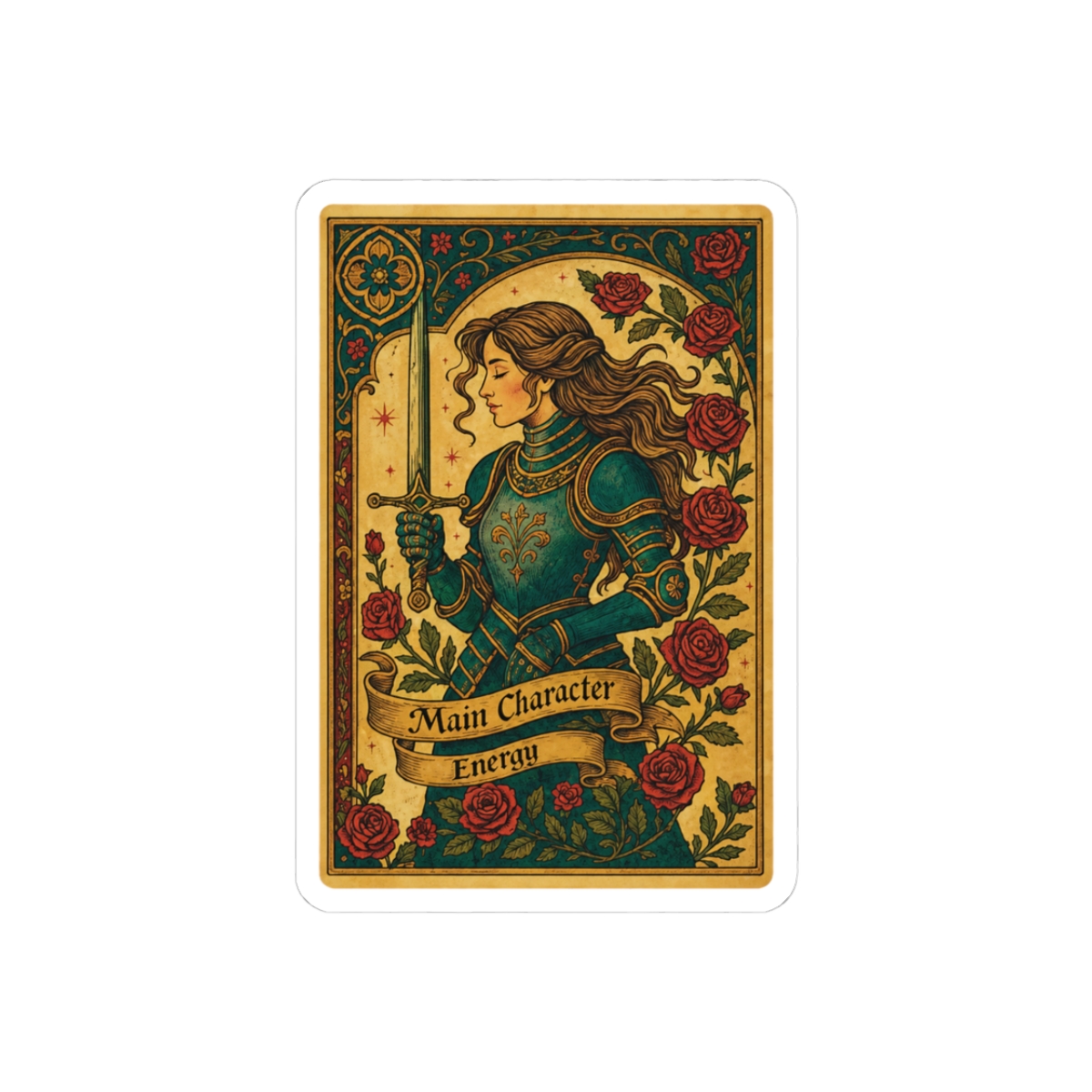 Main Character Sticker Female Knight Medieval Quote Vintage Kindle Gift for Her Confidence Decal Self-Care - Official stickers merchandise