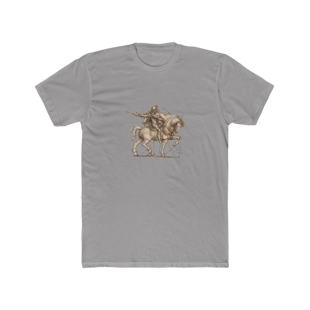 Leonardo da Vinci Medieval Knight on Horse Vintage Sketch T-Shirt - Official t-shirts merchandise