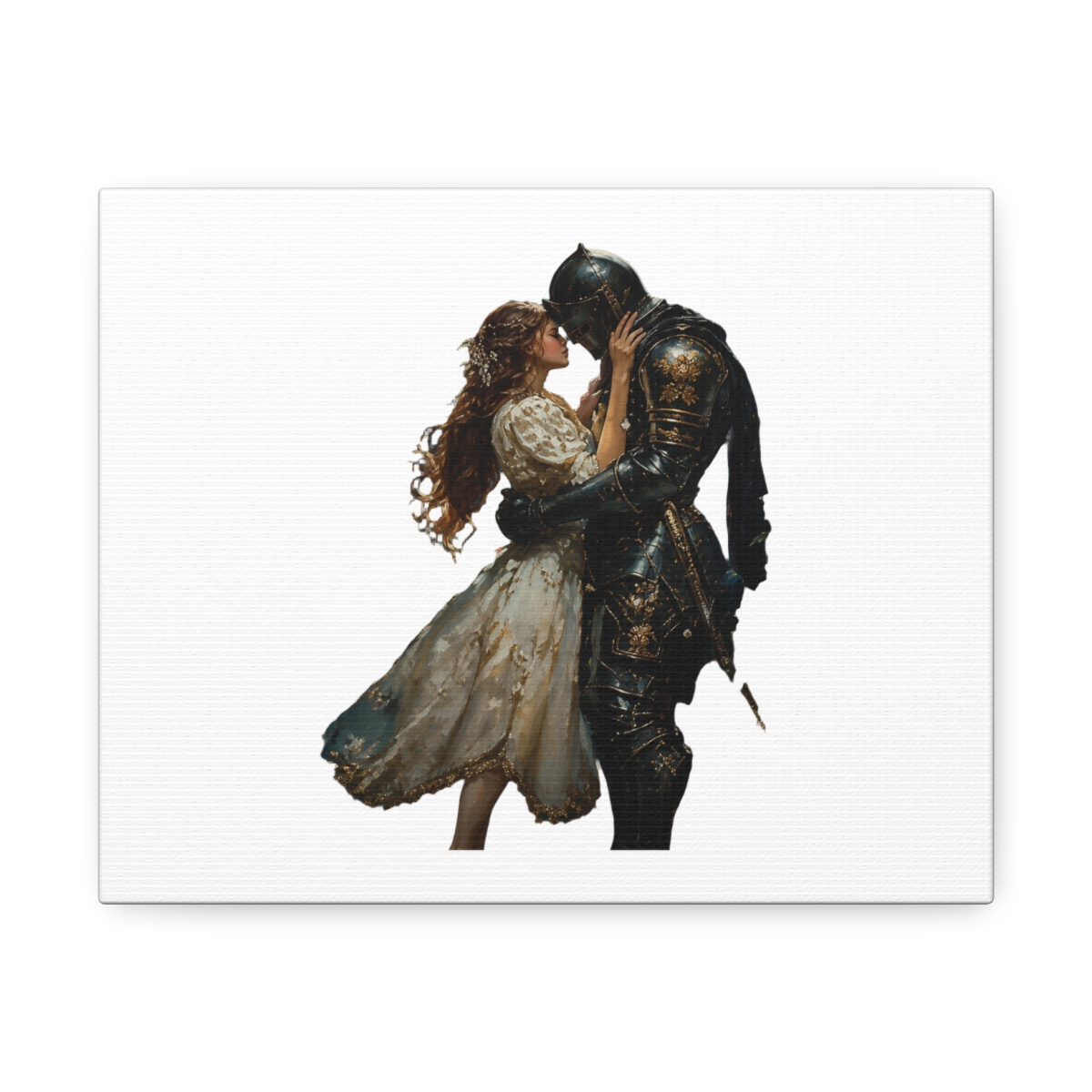 Medieval Knight and Maiden Canvas Art: Romantic Fantasy Garden Scene - Official Influencer merchandise